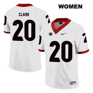 Women's Georgia Bulldogs NCAA #20 Sevaughn Clark Nike Stitched White Legend Authentic College Football Jersey ZTB3854DP